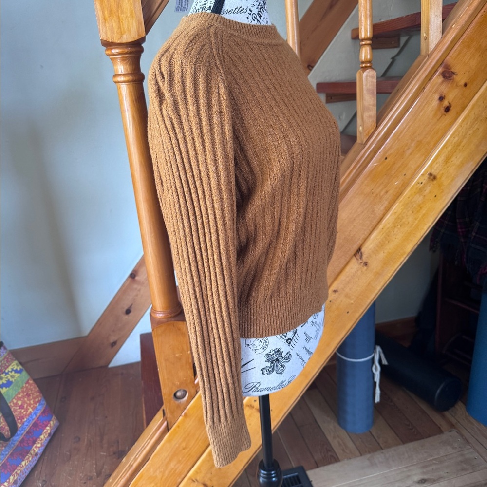 Frank & Oak Boucle Wool Blend Sweater in Caramel - Picture 2 of 6